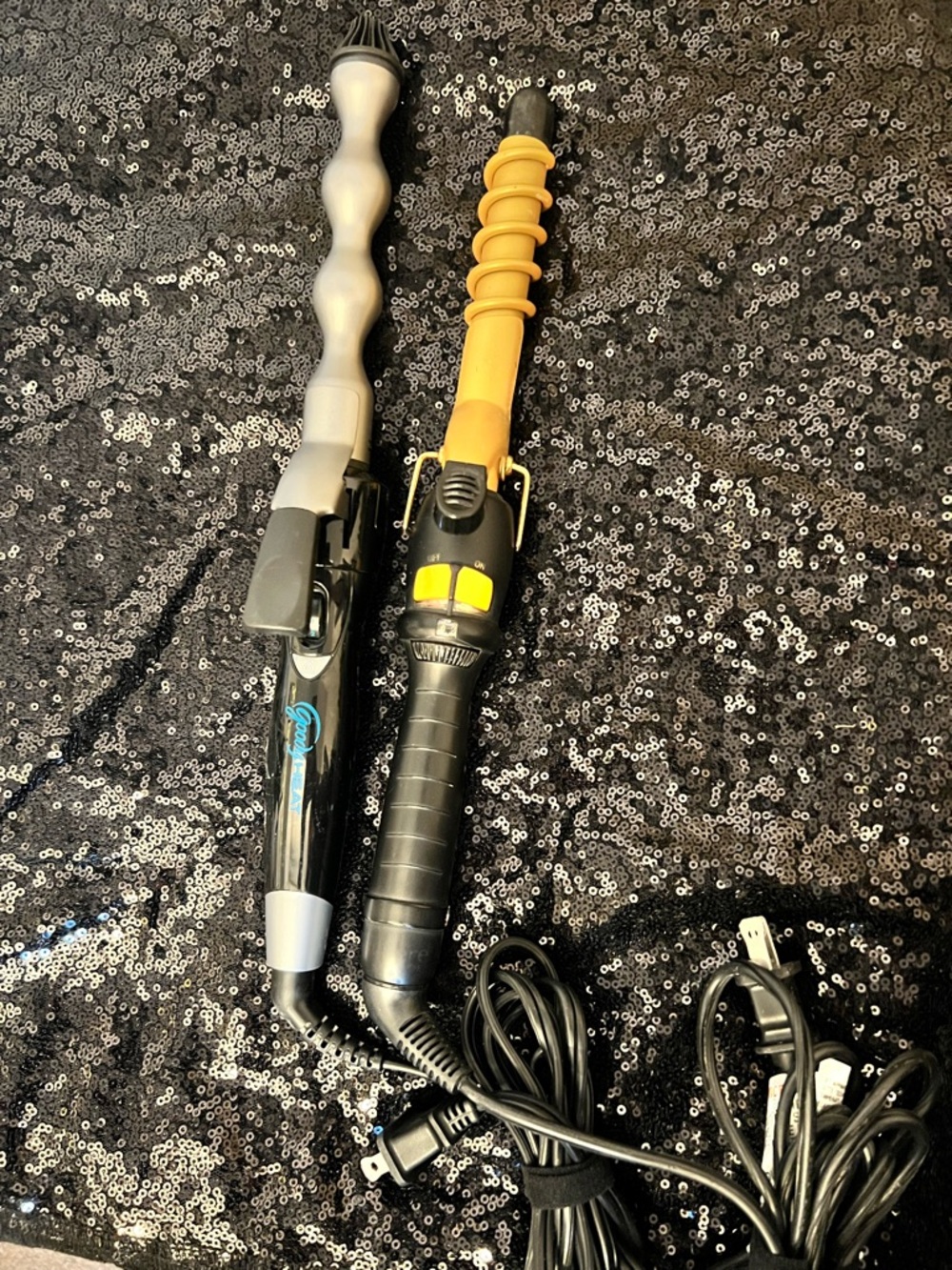 Yellow and Gray Spiral Curling Wands for Women - Hair Styling Tools